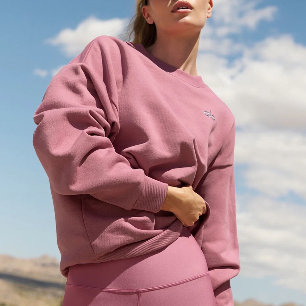 NWT ALO YOGA Accolade Crewneck Pullover Pink Wild Rose